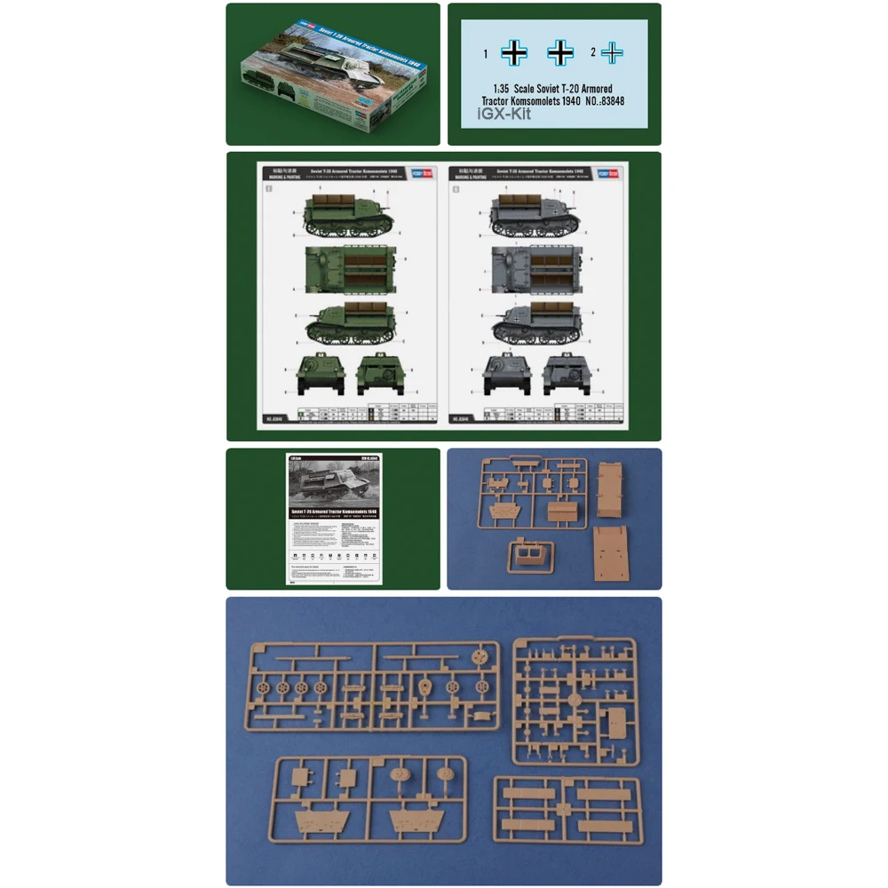 

Hobbyboss 83848 Масштабная модель 1:35 советского танкового тягача Т-20 (1940 г.), пластиковый сборный конструктор, игрушка для хобби и моделирования