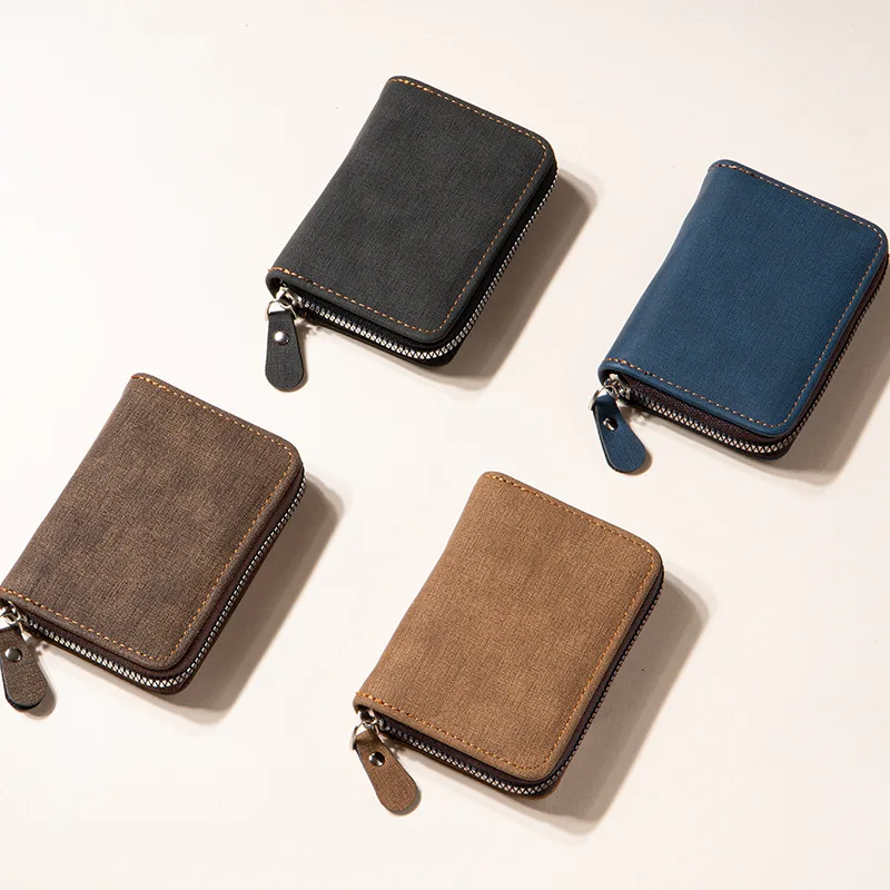 

5 шт. картхолдеров для женщин и мужчин, из искусственной кожи, однотонные, многофункциональные, на молнии, короткие кошельки, разные цвета