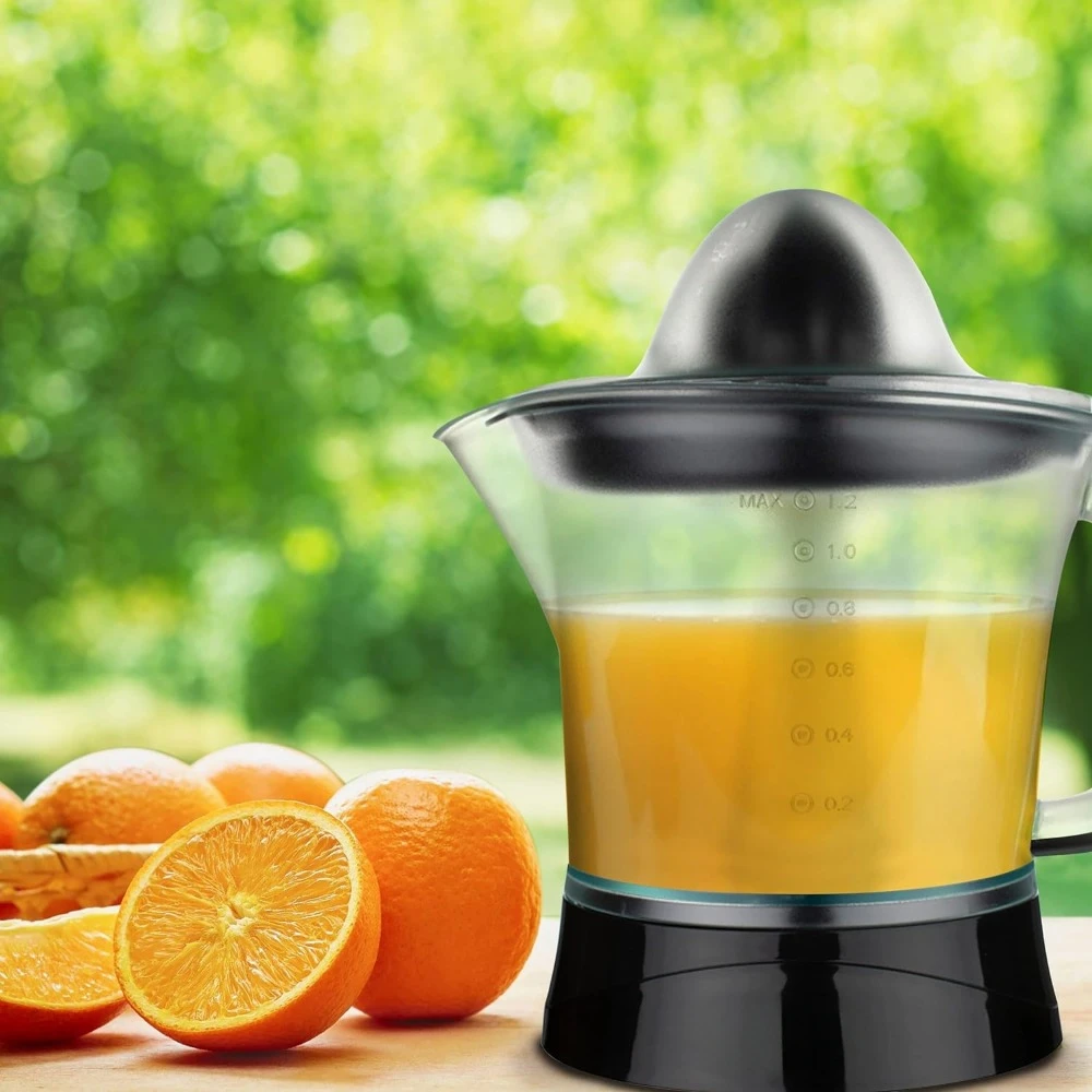 Electric Citrus Juicer, Black, Kitchen Appliances, 2-in-1 Clear View Container and Pitcher, Juice Extractor, Desktop Juicer