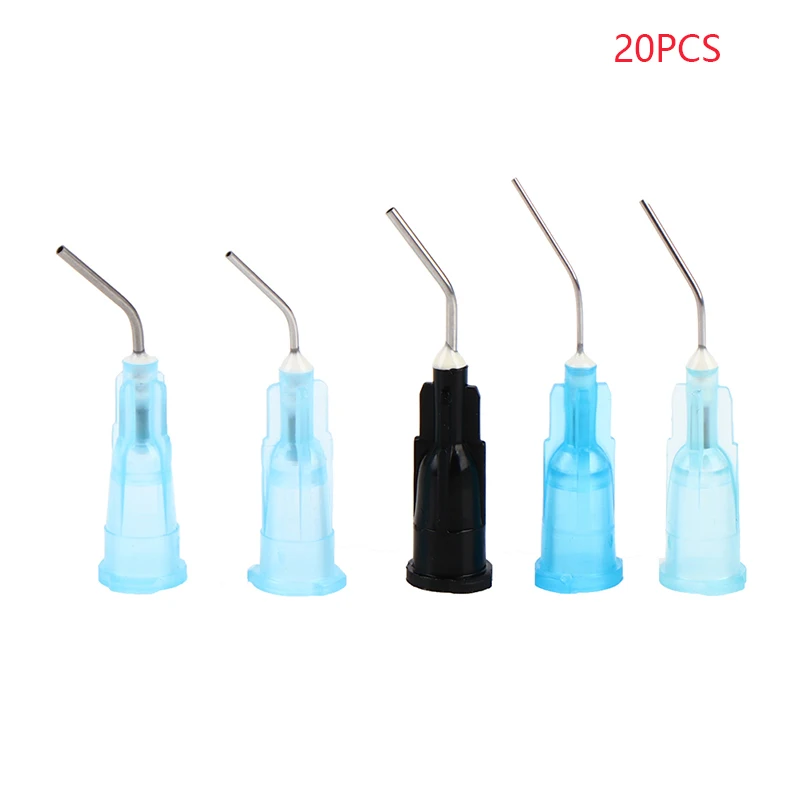 20PCS Disposable Dental Irrigator Bent Needle Tips Dental Composite Resin Pre Bent Flow Dispensing Needle Tips