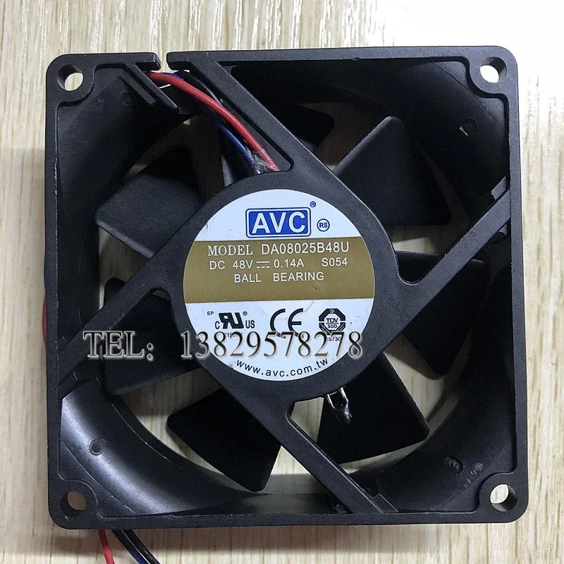 AVC DA08025B48U S054 DC 48 V 0,14 A 80 x 80 x 25 mm 3-Draht-Server-Lüfter