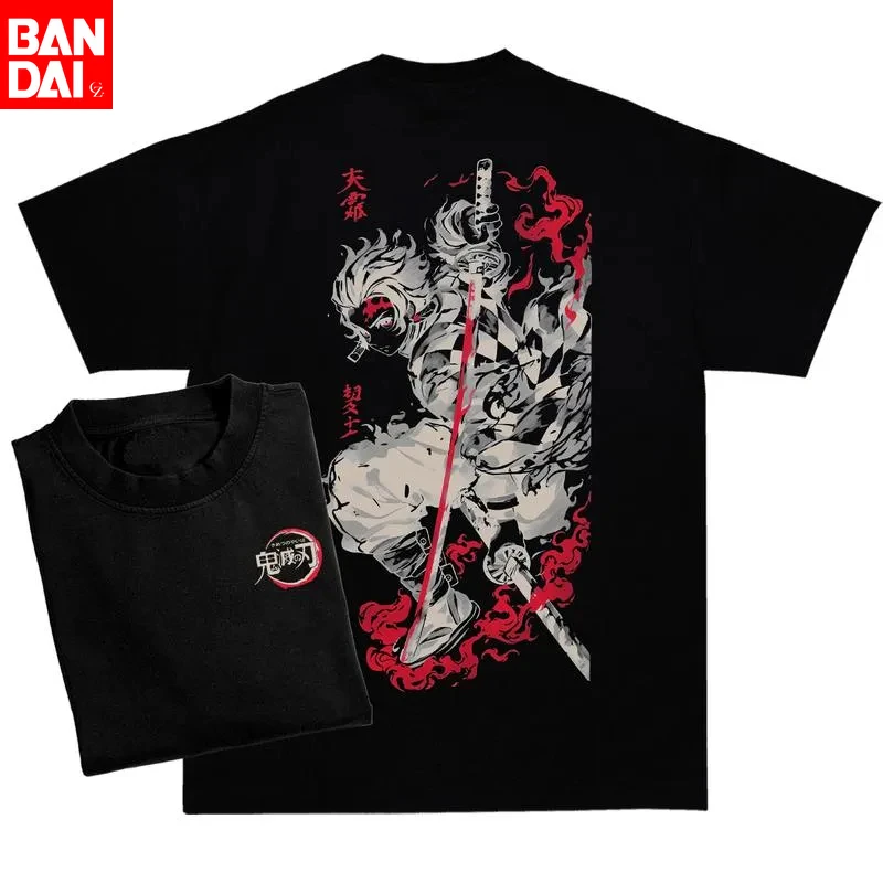 Harajuku Unisex Anime Demon Slayer Grafik T-Shirt für Männer und Frauen Kurzärmliges Übergroßes Vintage Washed Casual Y2k Kleidung Oberteil