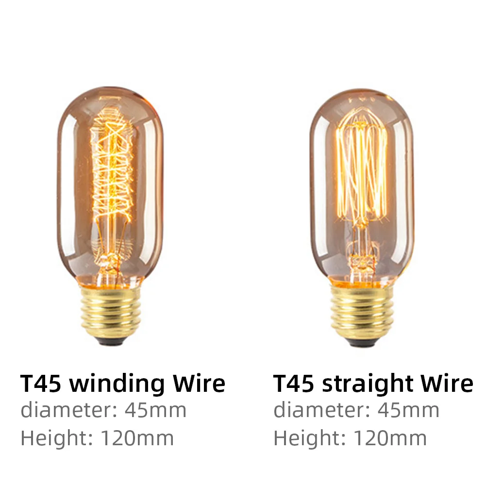 Винтажная лампочка E27 стандарта 220 В, с регулируемой яркостью, винтажная лампочка со спиральной строчкой, лампочка 40 Вт, 2700K, с теплым белым светом, лампочки в стиле ретро с желтым стеклом