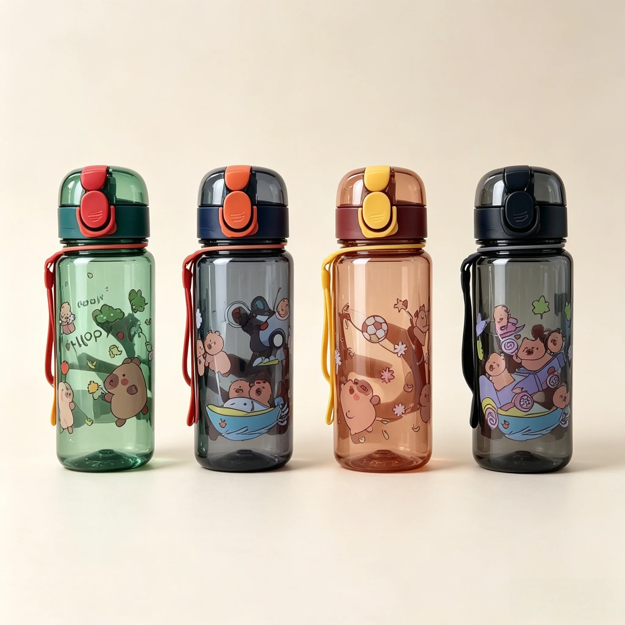

Cartoon Capybara Pattern Water Bottle, Transparent Color Stylish Cup, Leakproof Durable Reusable, Ideal for Sports Fitness Study
