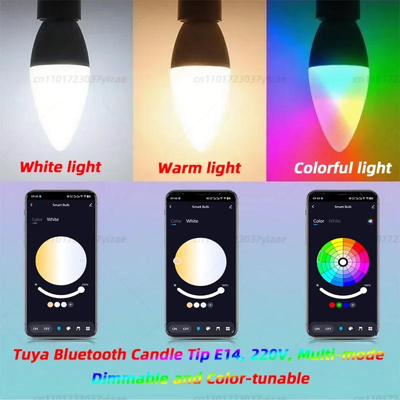 لمبة شمعة مصباح ذكي E14 TUYA واي فاي بلوتوث عكس الضوء RGB ضوء 220 فولت تويا APP مجموعة التحكم الحياة الذكية لتزيين غرفة المنزل