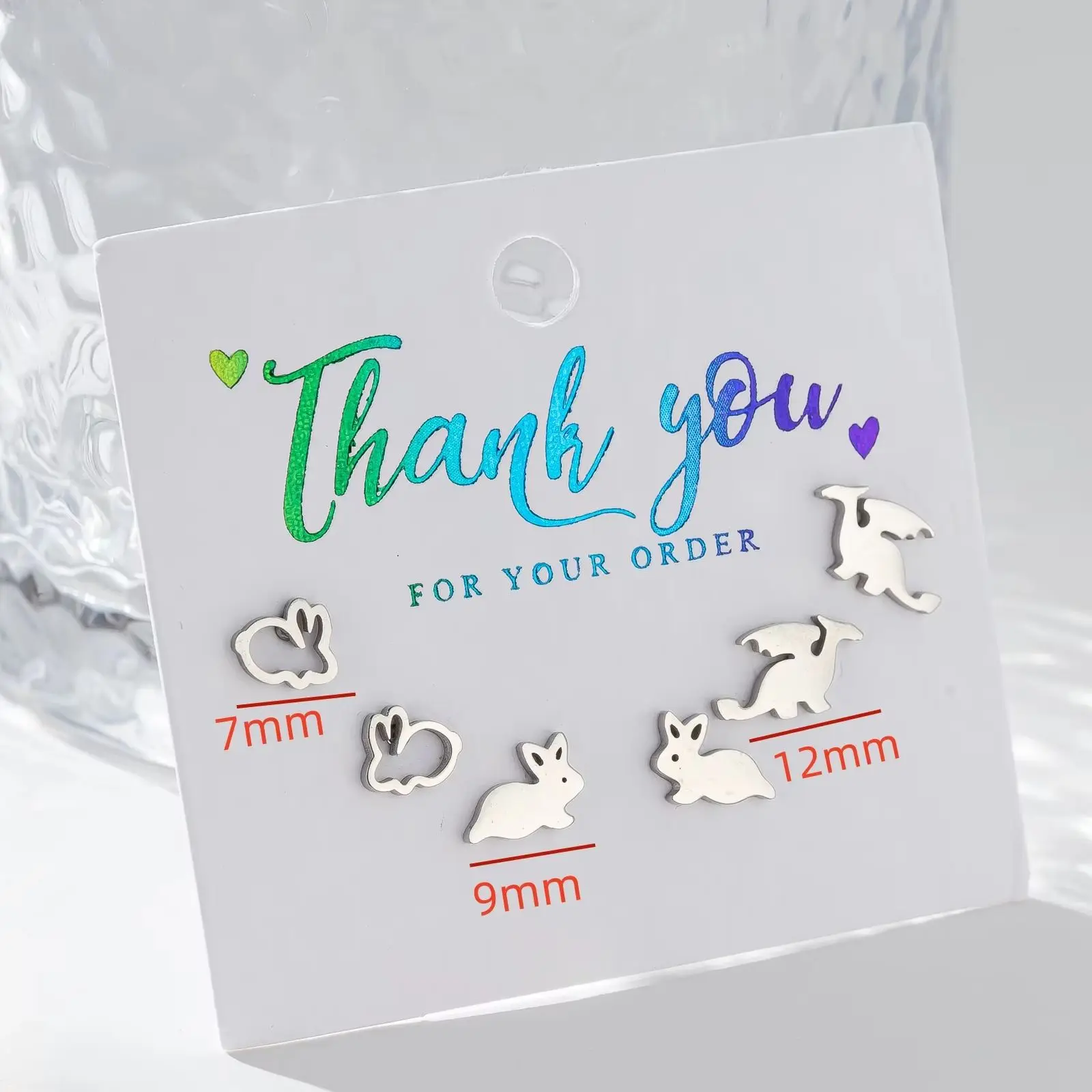 3Pairs Punk Small Animal Earrings Set for Women Cute Dragon Ear Studs Fashion Rabbit Bunny Earring Easter Party Jewelry Gifts