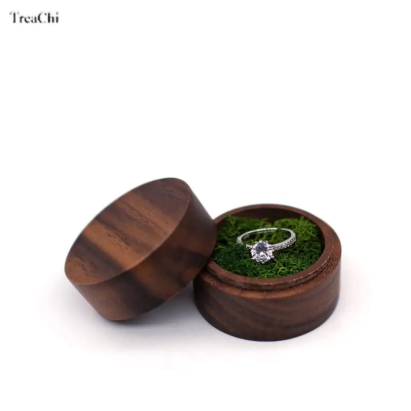 

Round-Window Walnut Jewelry Box with Velvet Lining for Rings and Earrings A Convenient and Perfect Gift Choice