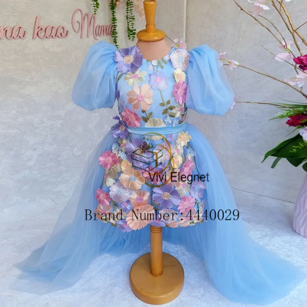 Sky Blue Flower Girls Dresses for Kids 2024 Summer New Off Shoulder New A Line Christmas Gowns with Sequined فلور فتاة اللباس