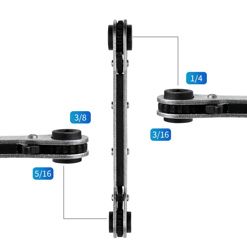 1pc Double End two-way Ratcheting Wrench Spanner Tool Gear Ring Wrench Ratchet Handle Chrome Vanadium 3/16\