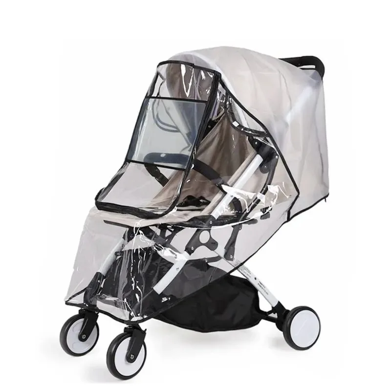 

EVA Baby Stroller Accessories Waterproof Rain Cover Transparent Wind Dust Shield Zipper Open For Pushchairs Raincoat