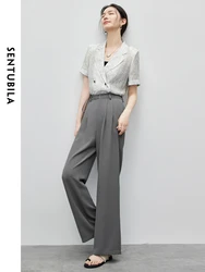 SENTUBILA Women Suits Office Sets Printed Short Sleeve Jacket Wide Leg Pant 2024 Summer New Commuter Blazer Suits 142Z54498