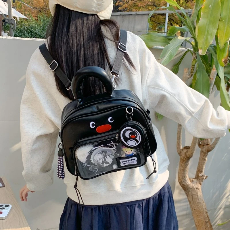Kawaii Bear Ita Bag Women Cute Dome Shape Transparent Display Window Crossbody Bag with Small Coin Purse Casual Shoulder Handbag