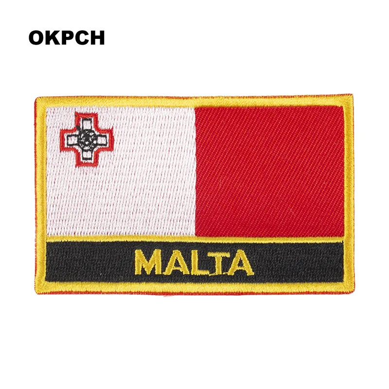 Parches bordados con bandera de Malta, parches de transferencia para planchar en sierra, aplicaciones de costura para ropa en el hogar y el jardín