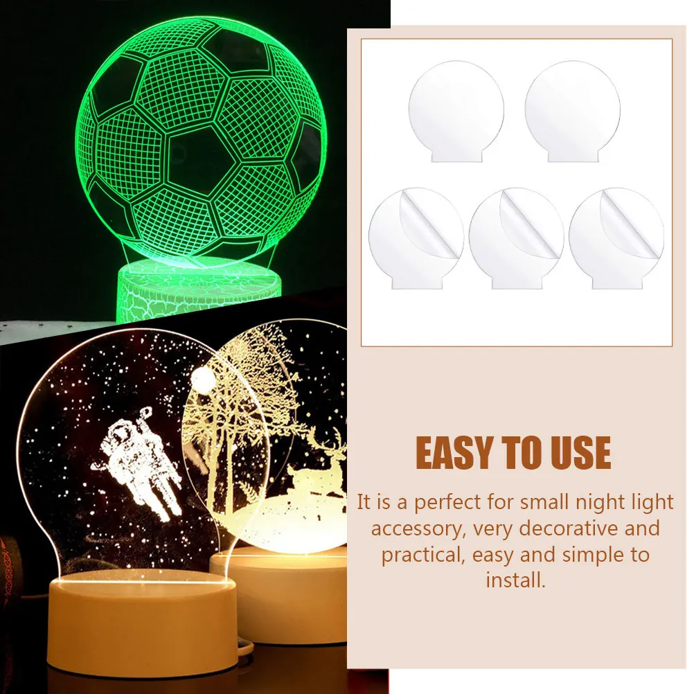 

5pcs Round Acrylic Light Plate 6 6x13 5x12cm LED Lamp Sheet Night Decorative DIY Home Accessories Transparent Display Base