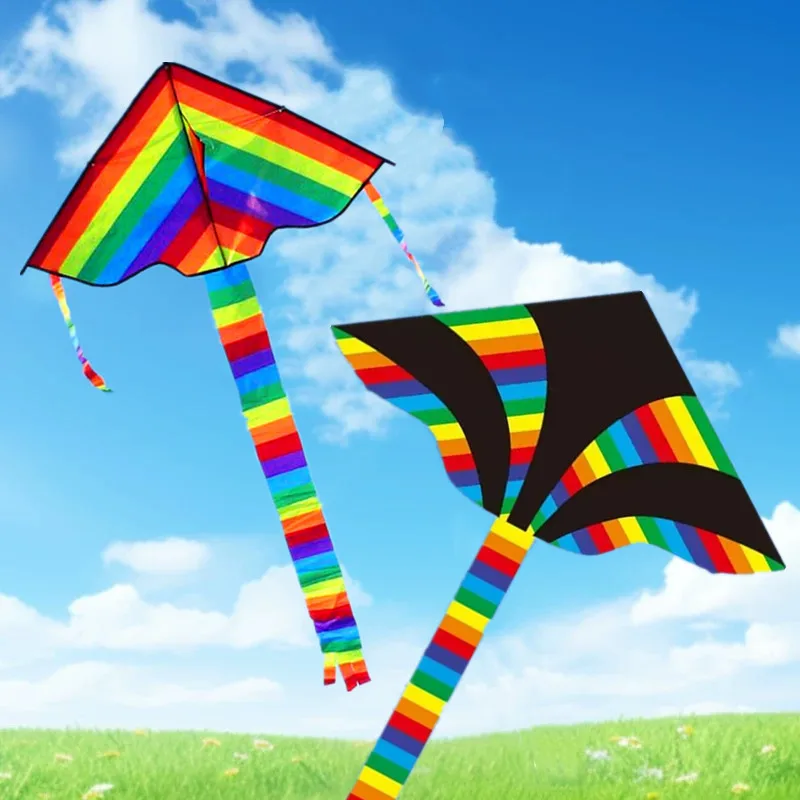 Rainbow kites for children delta kites for kids reel nylon kite triangle kite factory bird kite line ikite flying dragon kite