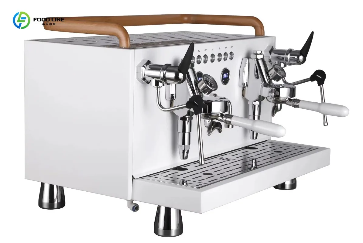 Commercial Italian Semi Auto Espresso Maker Double Group 3200W Black Stainless for Cafe Bar Custom