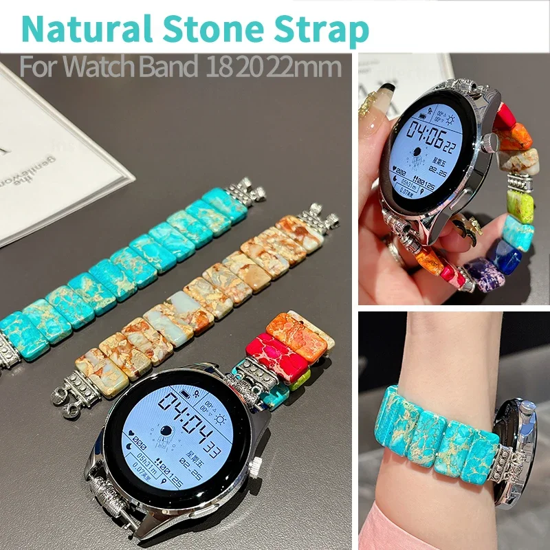 18mm 20mm 22mm Natural Stone Strap for Huawei Watch GT4 41/46mm Elastic Bracelet for Samsung Galaxy Watch 6 Active 3 4 5 Classic