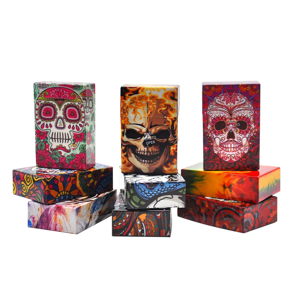 HORNET Skull Plastic Cigarette Case Pocket Size 95mm*60mm Cigarette Tobacco Box Cover Cigarettes Holder Gifts For Men And Women