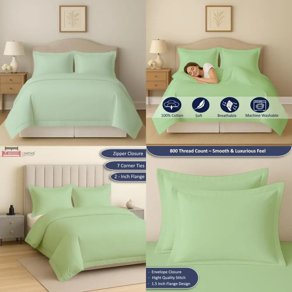 

100% Egyptian Cotton Duvet Cover - Full Size 80x90 Inches, 800 Thread Count Sateen, Soft Breathable Cotton Bedding Set