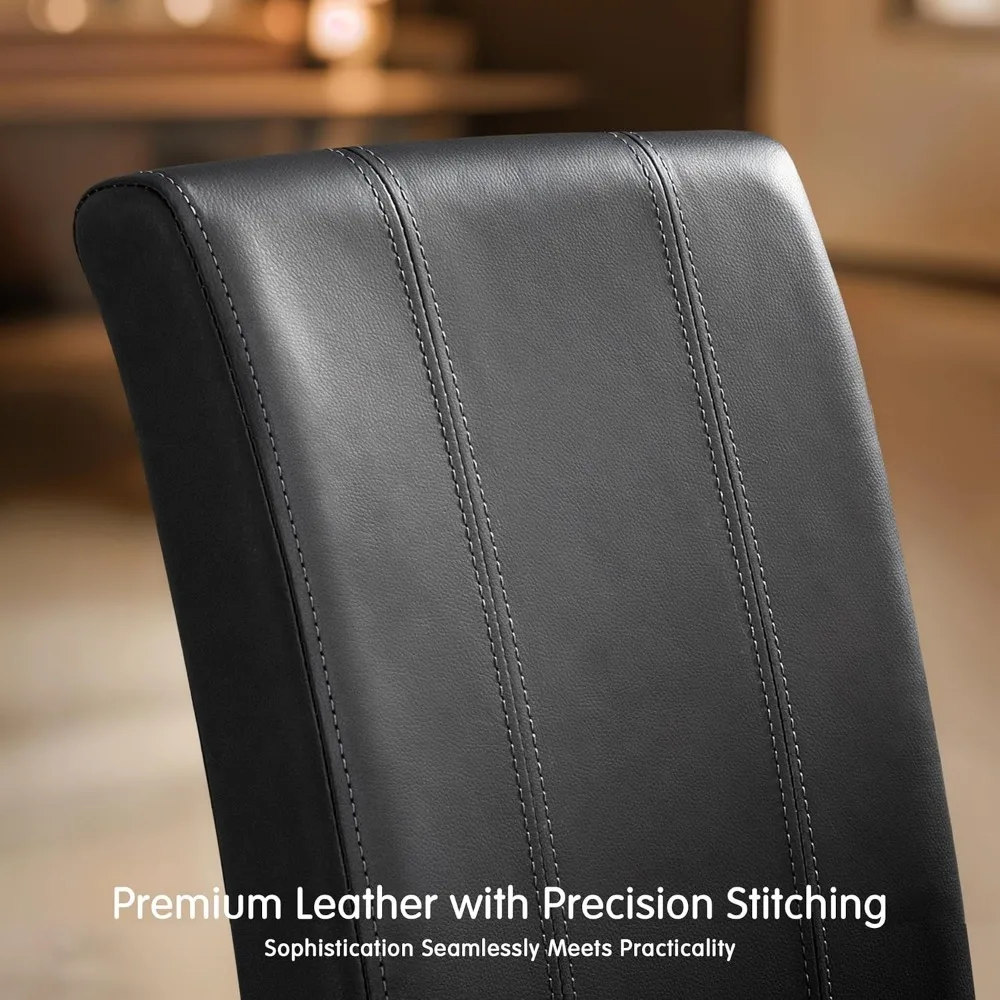 طقم كراسي طعام مكون من 4 قطع، كراسي غرفة طعام من الجلد الصناعي، كراسي بارسونز منجدة لغرفة الطعام، كرسي جانبي للمطبخ مع ستو #3