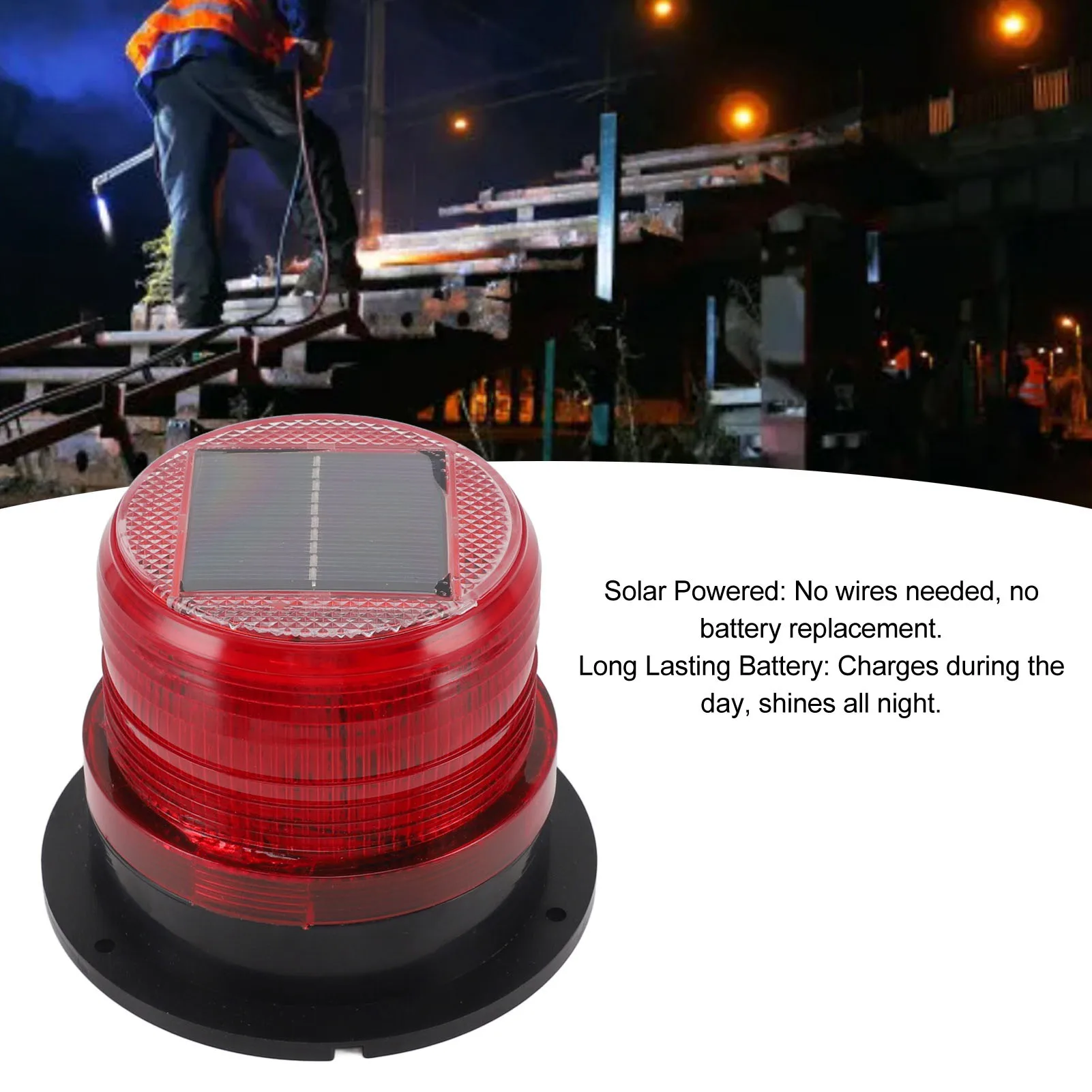 

Safety Flashing Light High Brightness Waterproof LED Warning Light Solar Powered PC and ABS Energy Saving for Snow Removal Car