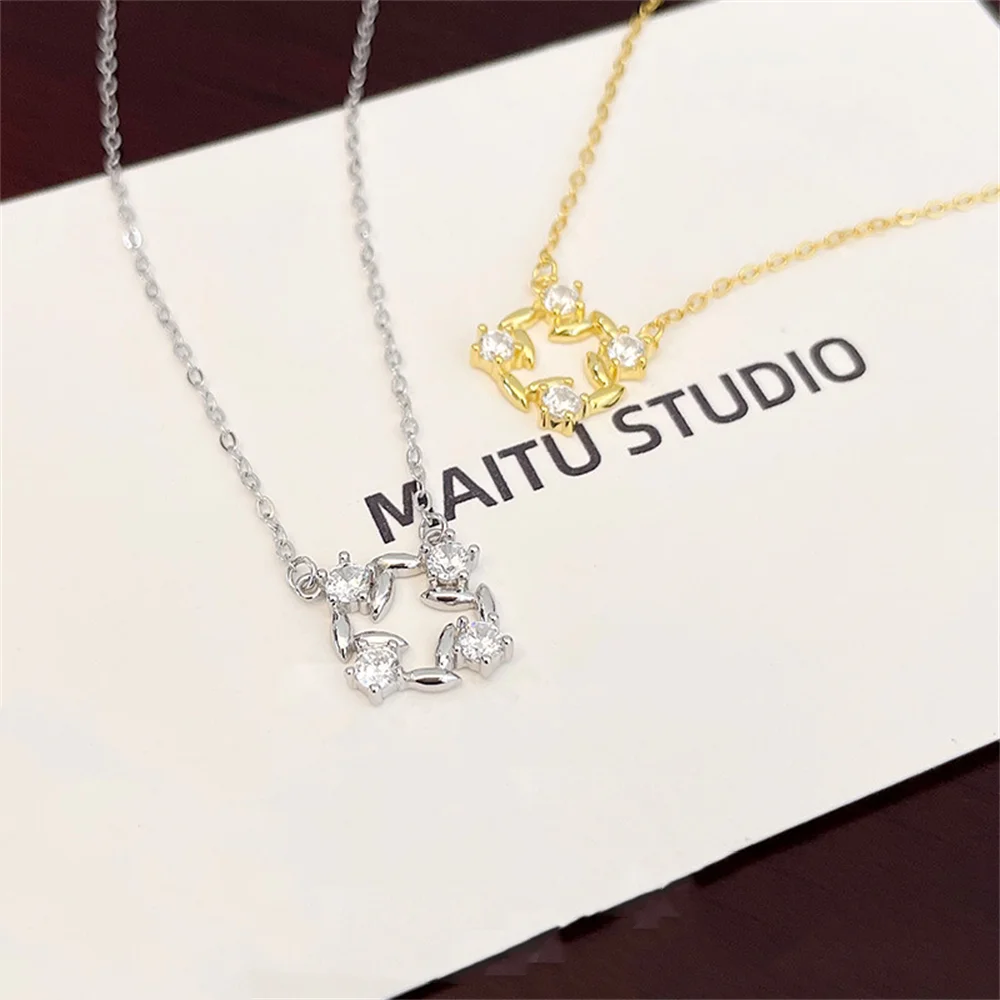 

Корейское женское ожерелье-венок, стерлинговое серебро 925 пробы, дизайн Lucky Zircon, ниша, универсальная темпераментная цепочка на ключицу