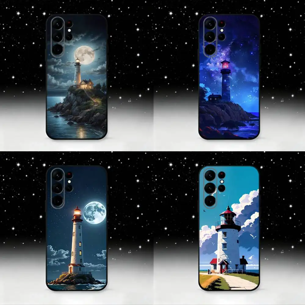 

Anime Lighthouse Phone Case For Samsung S25,S24 Ultra,S20,S30 plus,S22 plus,S23,S30 Ultra 5G Silicone Black Shell