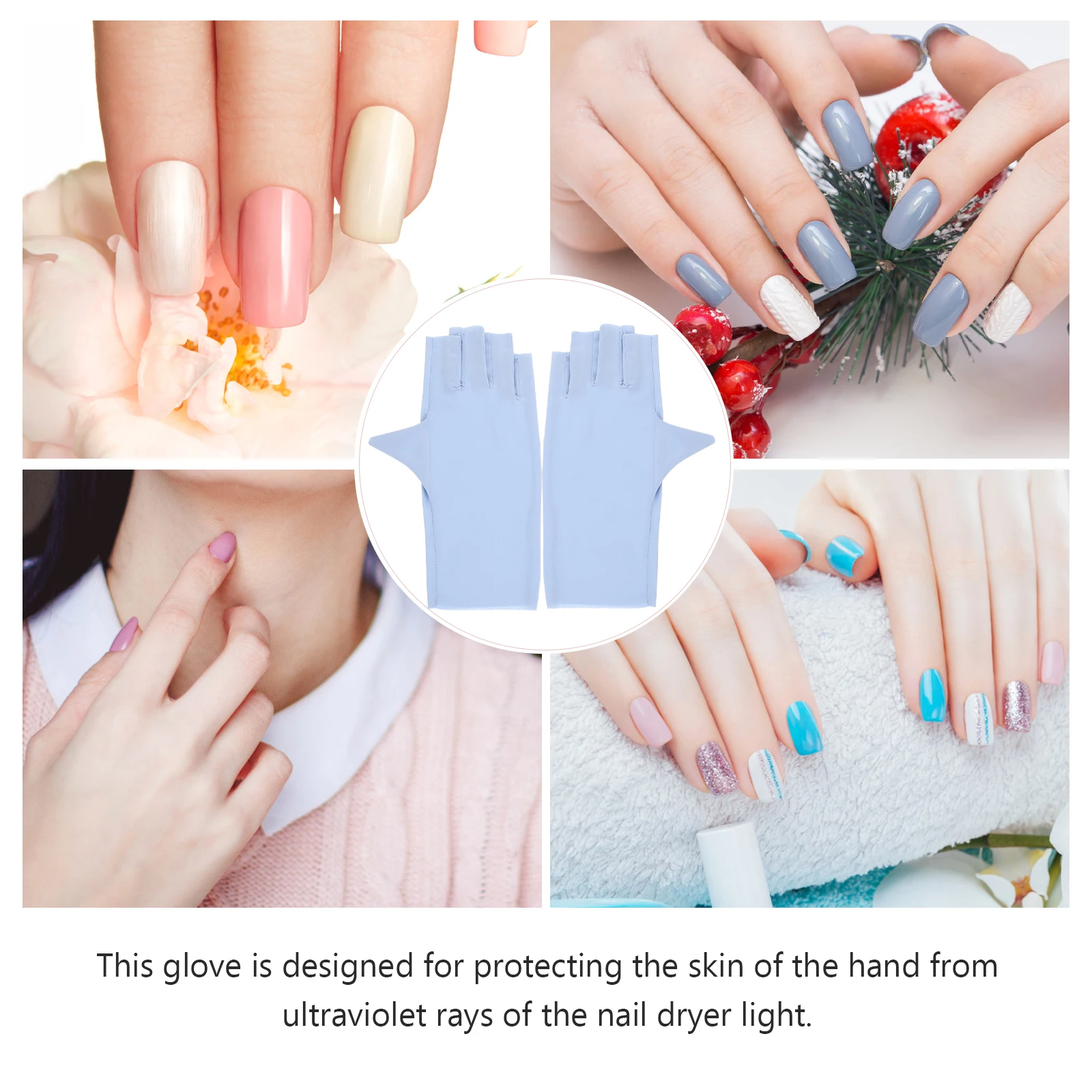 

2 Pairs UV Protection Gloves for Gel Nail Lamp Thin Breathable Women Manicure Anti UV Outdoor Travel Cycling Hiking