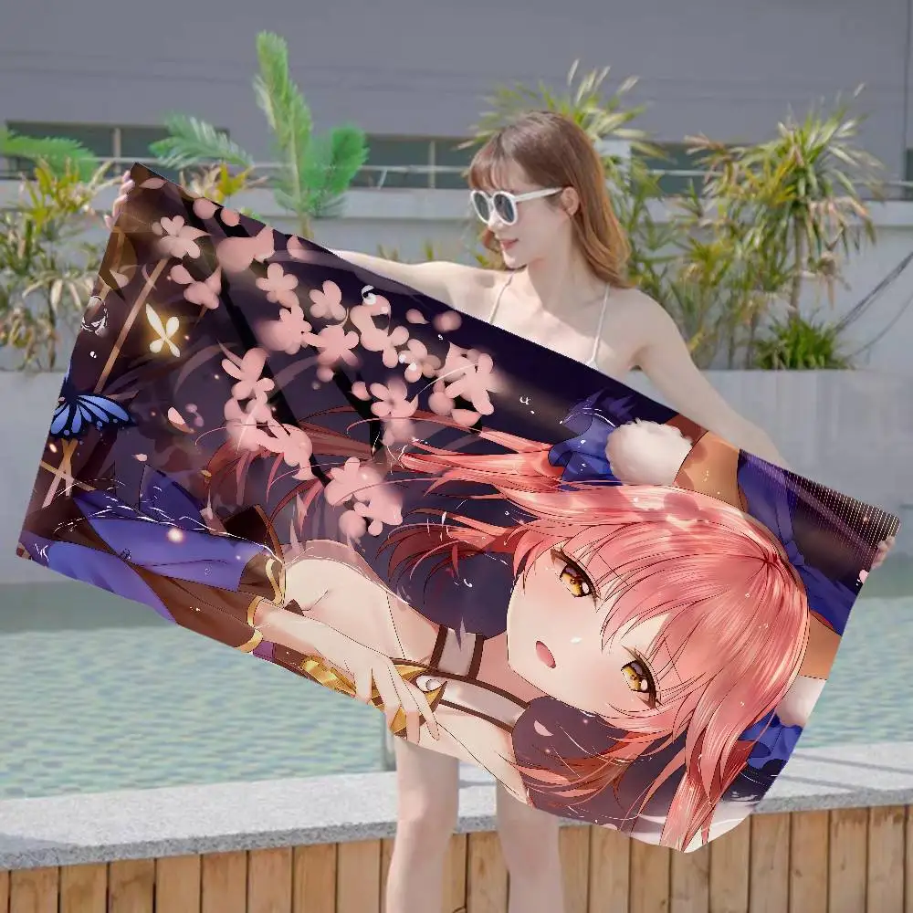 T-Tamamo no Mae Beach Towel Colorful Bath Towels for Girl Microfiber Quick Dry Custom Sand Free Beach Yoga Spa Gym Pool
