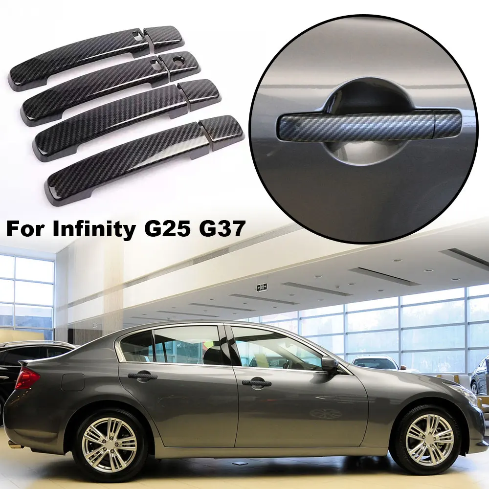 

4PCS/Set For Infinity G25 G37 2008 2009 2010 2012 2013 Car Exterior Door Handle Doors Bowl Carbon Fiber Texture Cover Trim
