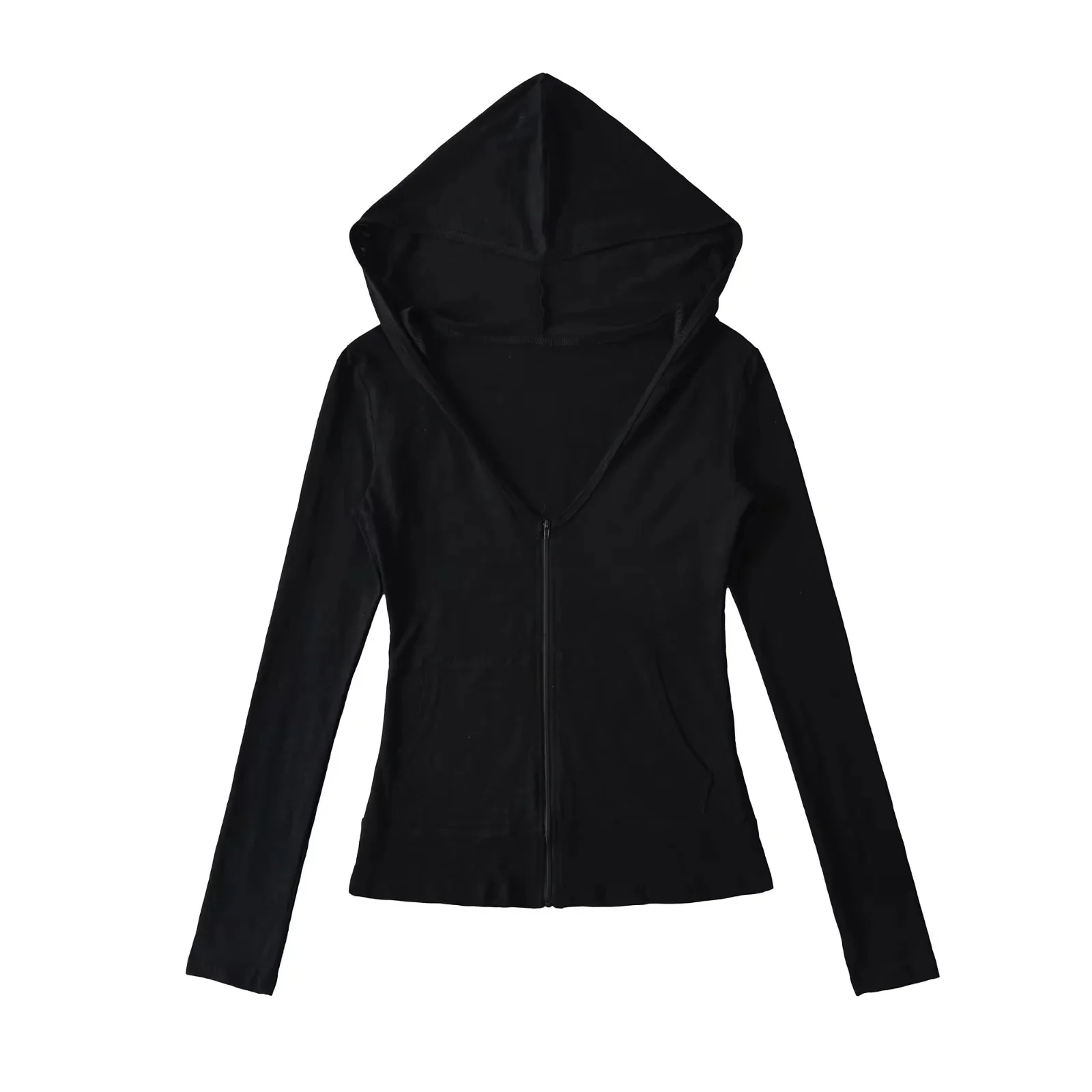 Retro americano blanco largo Sve mujer verano fino Casual Sudadera con capucha prendas de vestir exteriores cárdigan abrigo transpirable v-ne cremallera longitud ort