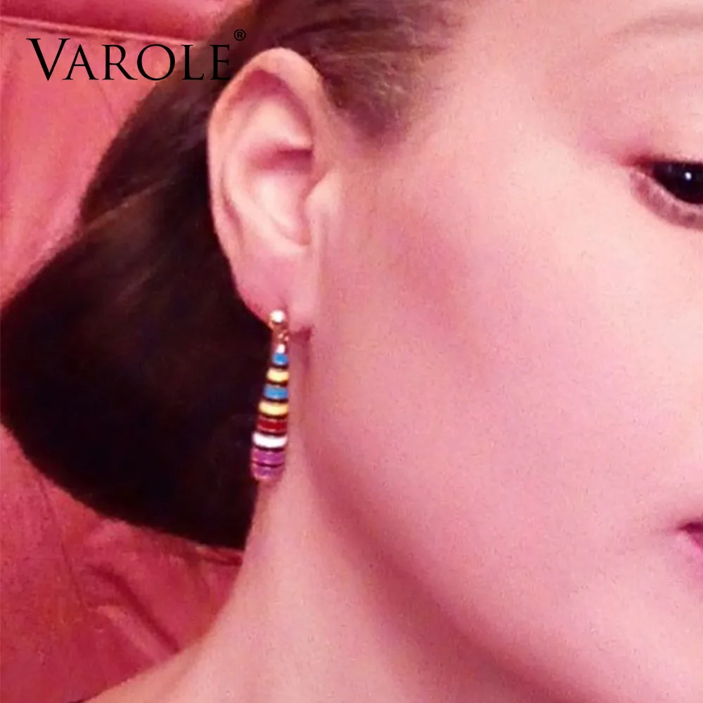 Gold Tone Enamel Bell Dangle Drop Earrings for Women