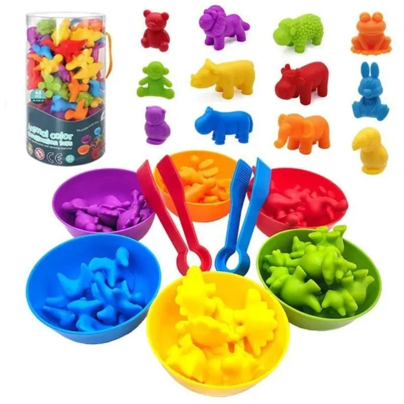 Kid Rainbow Matching Game Animal Cognition Rainbow Color Sort Motor Training Montessori Sensory Education Puzzle Toy Gift