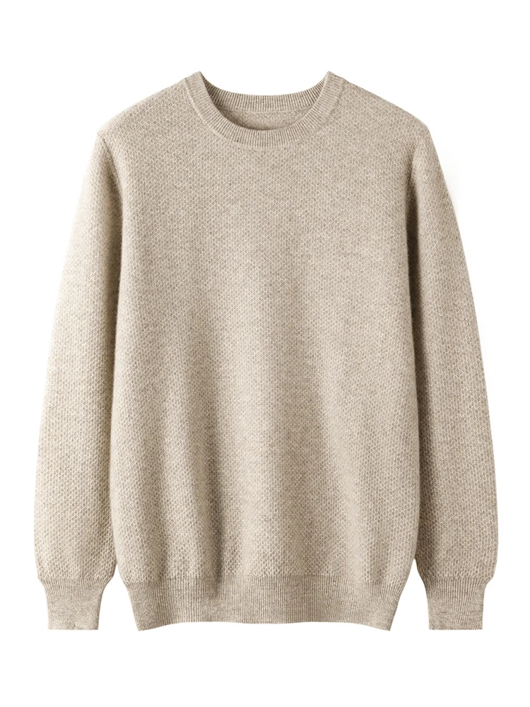 Maglione di cashmere da uomo O-Collo Pullover a maniche lunghe 100% Maglieria di cashmere Abbigliamento casual intelligente Autunno Inverno Top spessi e caldi