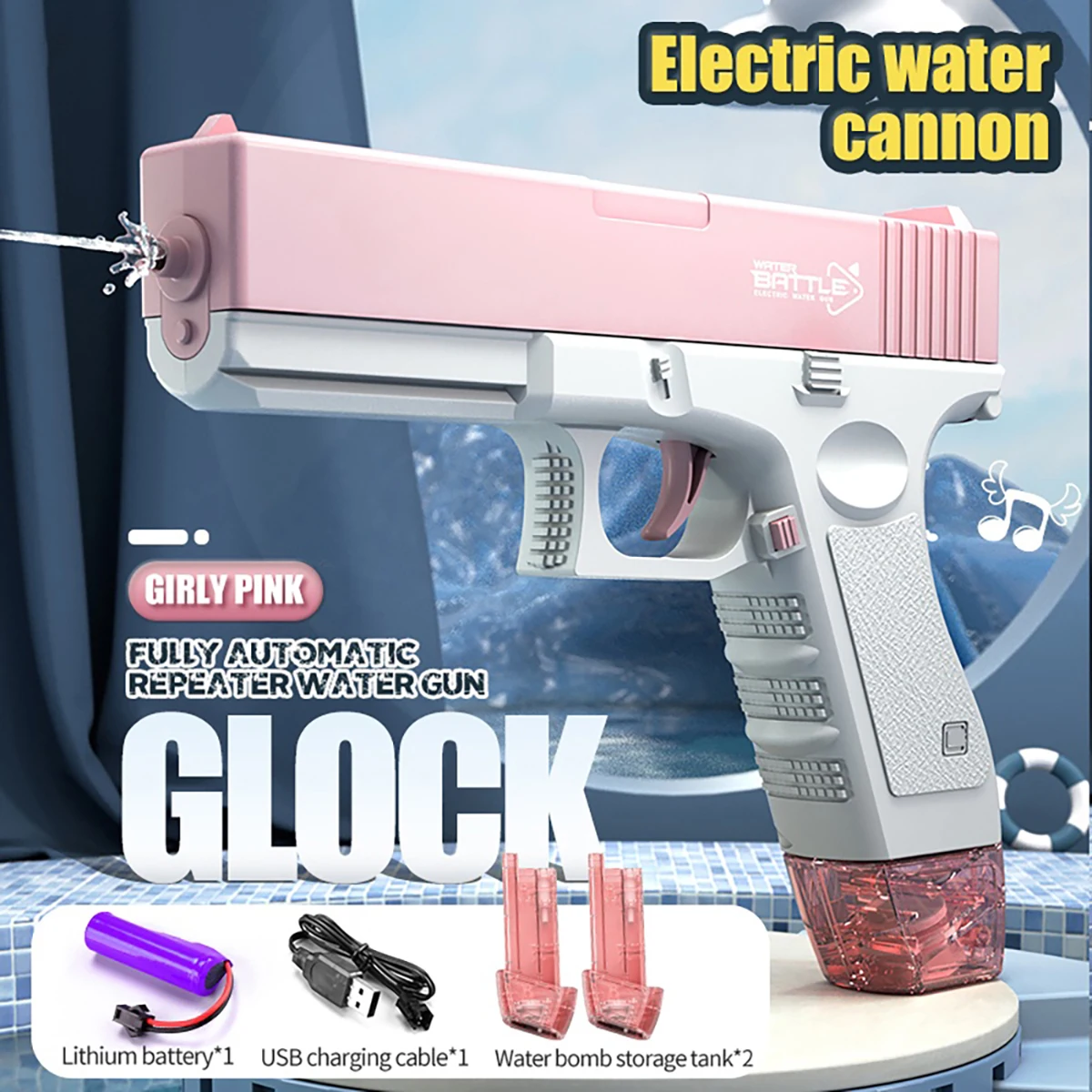 Elektrisch waterpistool Oplaadbaar automatisch en handmatig spuitpistool Capaciteitsbereik tot 32 FT bereik voor volwassenen en kinderen