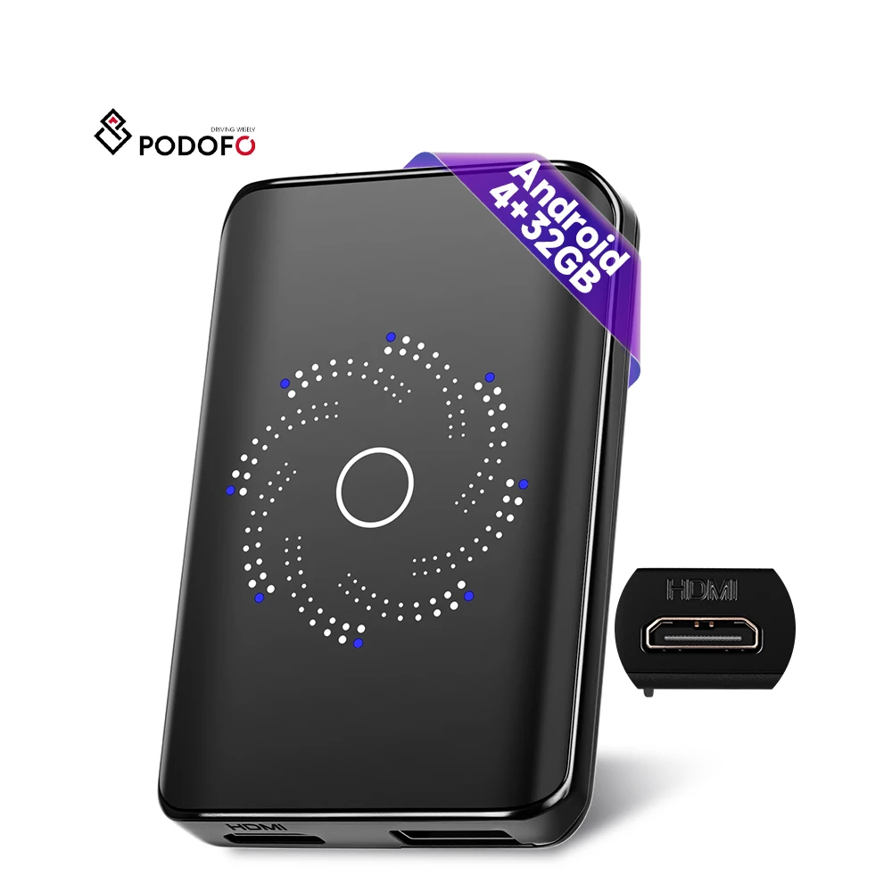

Podofo 3-IN-1 Android Carplay AI Box 4 Core 4+32G Wireless CarPlay Android Auto Youtube WiFi Adapter USB Dongle Carplay Box