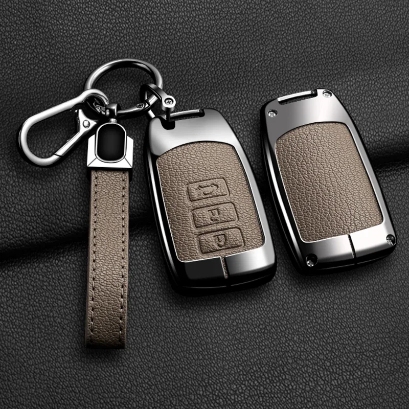 2 3 Buttons Zinc Alloy Leather Car Key Cover Case For Toyota Yaris HAIs 2020 Hiace 200 Sienta Remote Shell FOB Protect Keychain 3