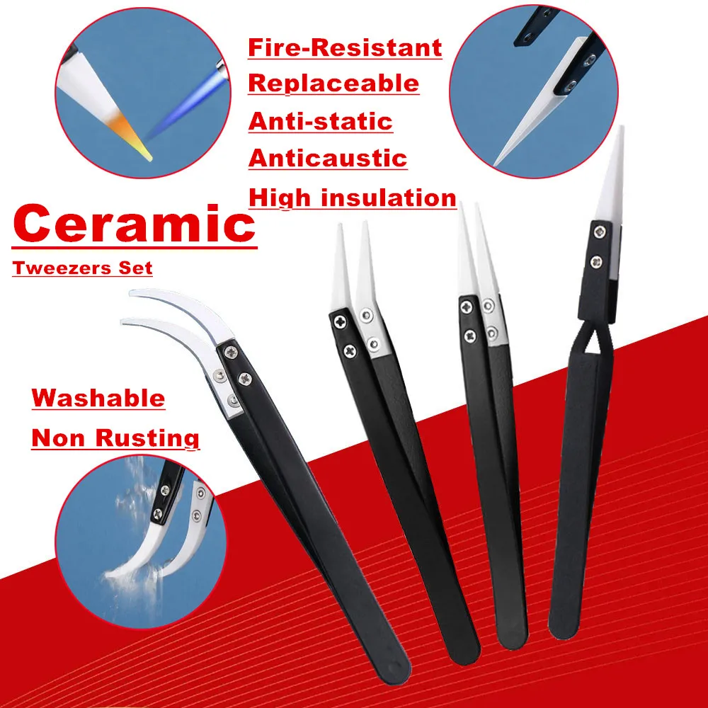 10 قطعة مجموعة ملاقط مع حقيبة الصناعية الإلكترونية ESD الفولاذ المقاوم للصدأ مكافحة ساكنة الدقة الملقط أطقم أدوات إصلاح الهاتف اليدوية #4