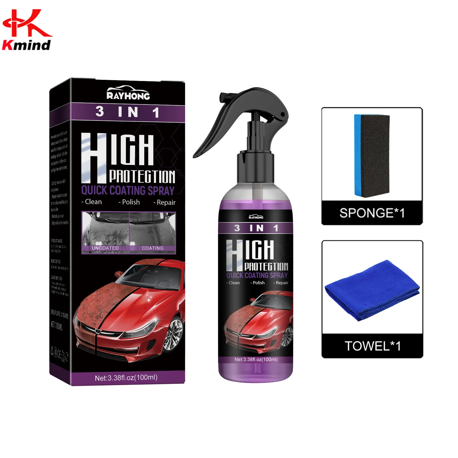 Car Nano Ceramic Coating Spray 3 In 1  30/100ml Auto Wash Paint Wax Polishing Scratch Repair Kit Protection Shine Armor Cleaning