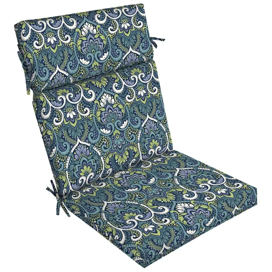 

Outdoor Chair Cushion, 21 x 20, RainProof, Fade Resistant Sapphire Aurora Blue Damask