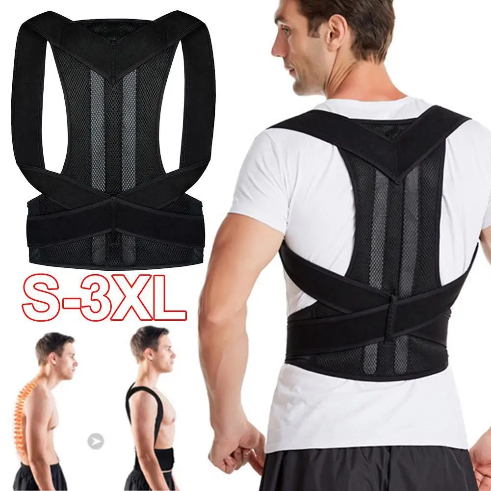 Reinforced Belt Lumbar Column Posture Corrector Vest Spine Support Adjustable Back Strap Neck Stretcher Brace Shoulder Trai J0G8