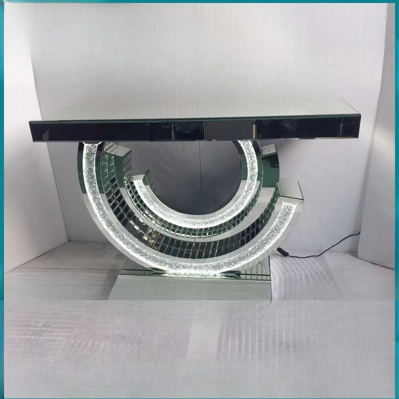 LEDライト付き高級玄関キャビネット ランプ付き モダンでシンプルな家具 ミラー装飾パーティション 玄関エントランステーブル リビングルーム