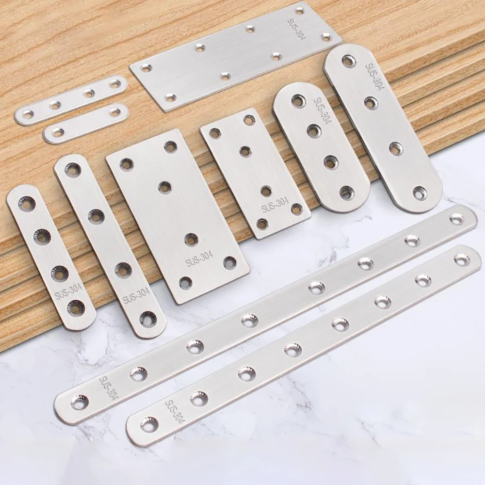 Straight Corner Brackets with Screws Stainless Steel Straight Corner Code for Shelves Wood Furniture Repair