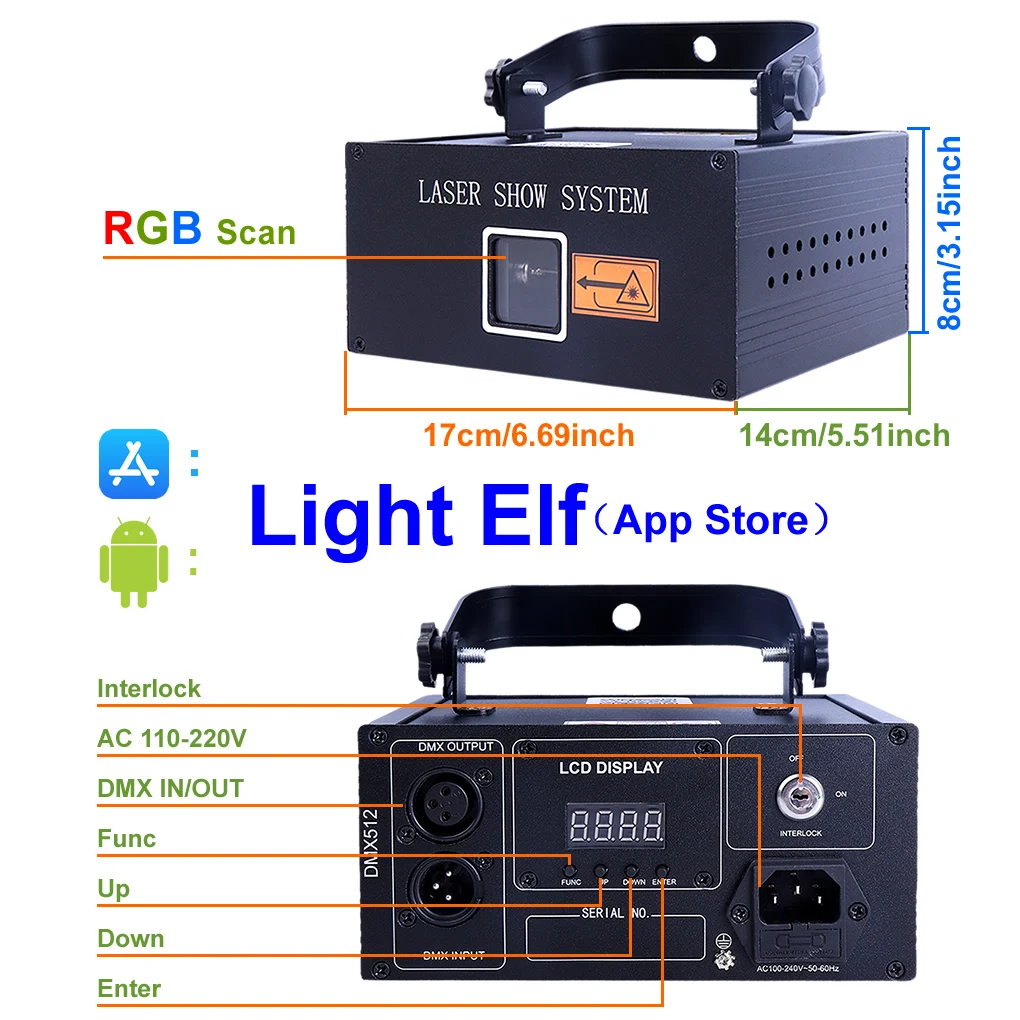 Projecteur laser d'animation RGB 1W-5W, application pour téléphone Apple et Android, programmation DMX, DJ, mariage, Noël, éclairage de scène