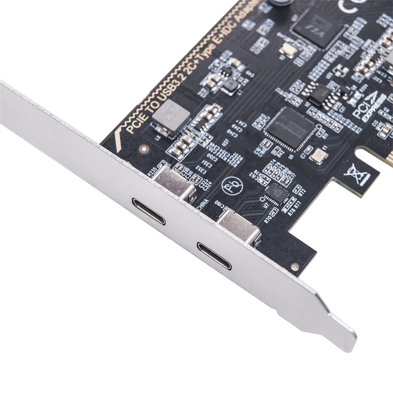 PCIe X1 USB 3.2 Gen1 Expansion Card 2 External Type-C + 19Pin Internal IDC + Type-E Front Panel Port 5Gb PCI Express USB Adapter