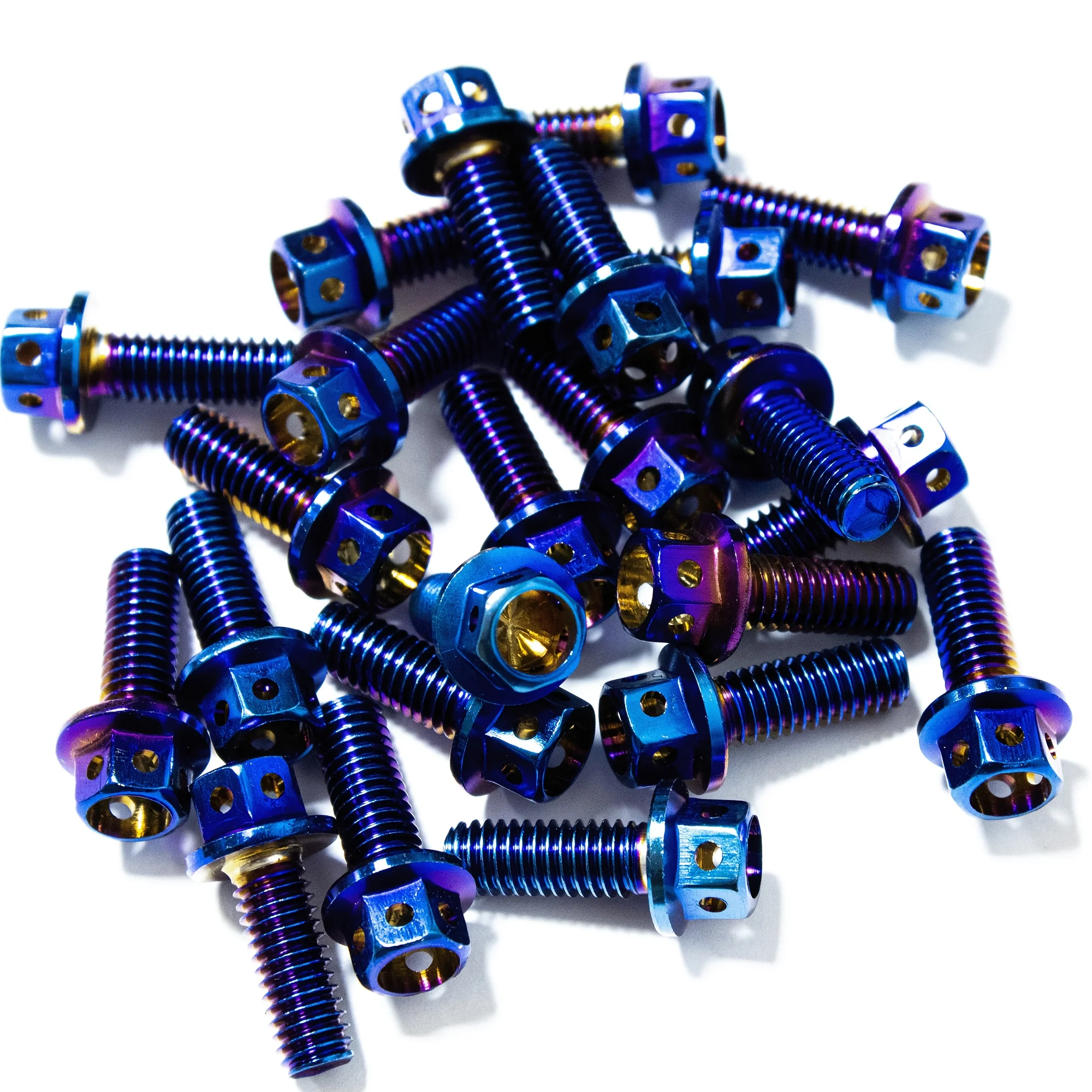 304 Stainless Steel Electroplated M6*16mm External Hex Hollow Flange Head Bolt, Burnt Blue Titanium, Fastener for Electric Motor