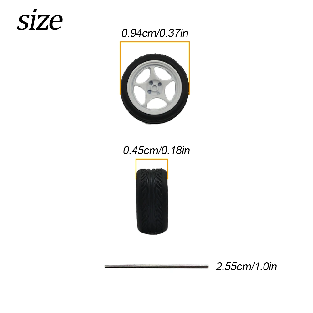 SpeedCG 1/64 Model Car ABS Wheels with Rubber Tires-8.4mm&9.4mm Diameter-Compatible with Tomica Diecast Model Car