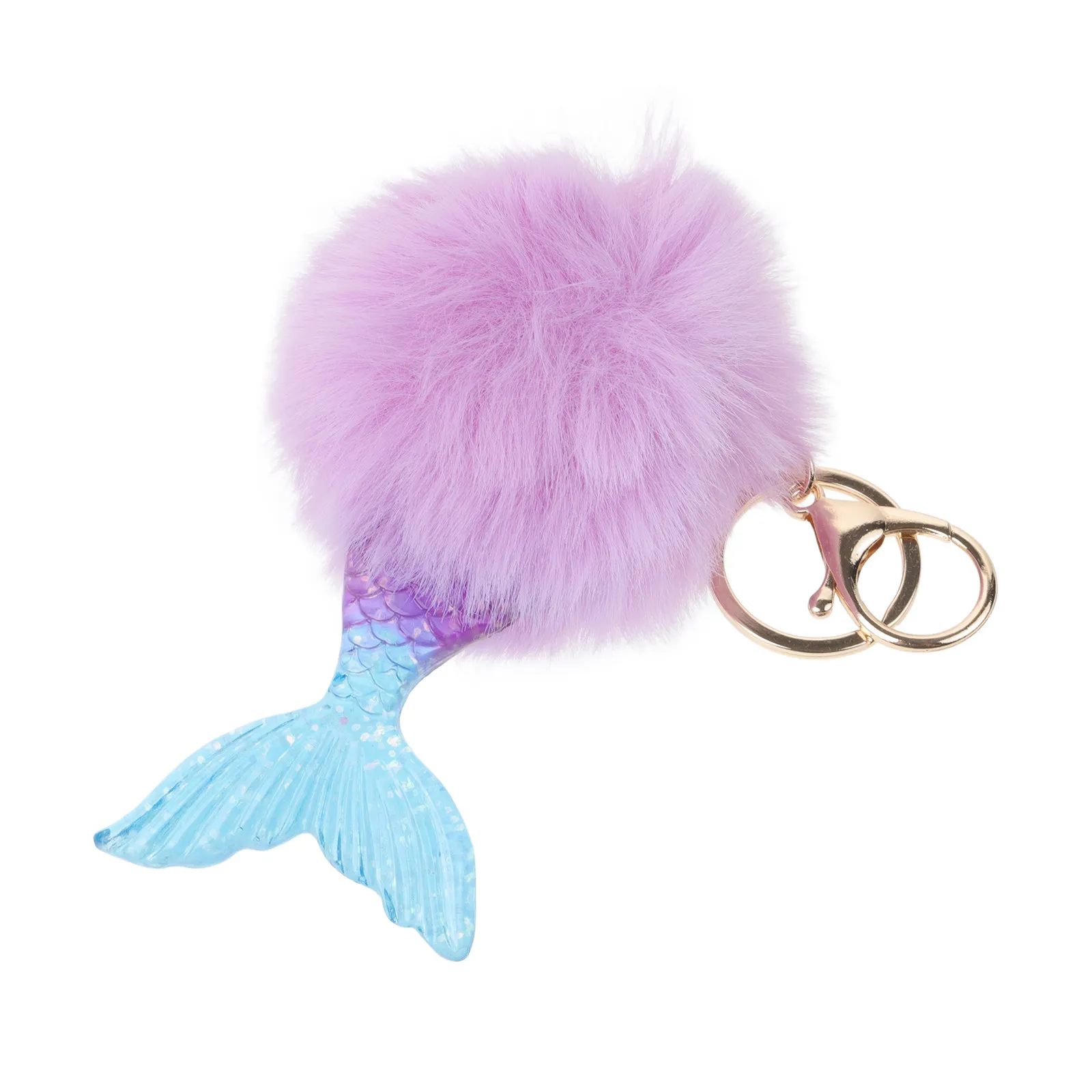 

Creative Keychain Mermaid Shape Purple Ball Keyring Fashionable Bag Hanging Accessory Backpack Gift for Women Girls