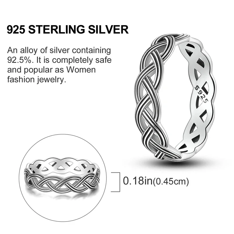 925 Sterling Silver Infinity Three Thread Braid Original Ring for Women Premium Simple Boutique Jewelry Engagement Gift