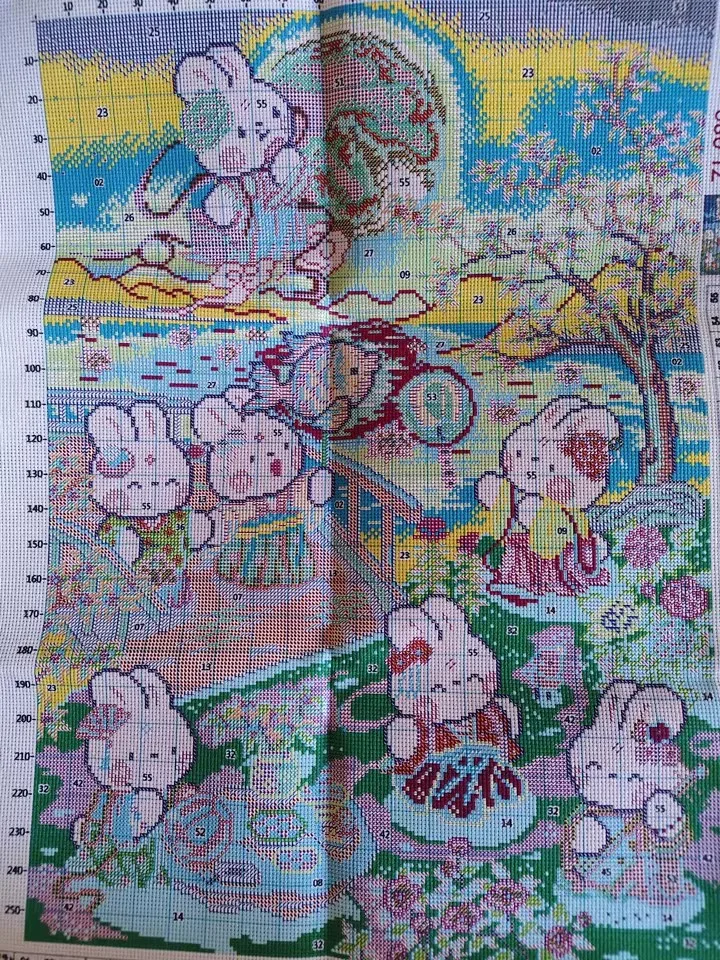 달 토끼 바느질, DIY 11CT 크로스 스티치 세트, 전체 자수 키트, 프린트 크로스 스티치, 55 가지 색상, 새로운 장식